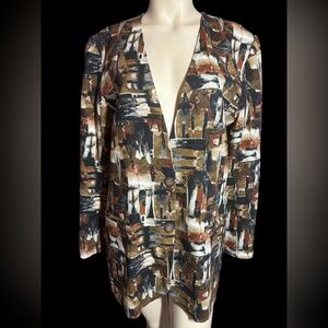Vintage George‎ Georgiou Abstract Patterned Women's Silk Blazer, Size 12 (349)
